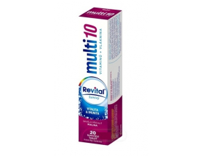 Revital multi 10 vitamínov + vláknina šumivý tbl eff s príchuťou malina 1x20 ks 