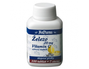 Železo 20 mg + vitamín C 100+7tbl zdarma