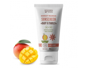 WoodenSpoon Baby & Family opaľovacie telové mlieko sweet mango SPF50 150 ml 
