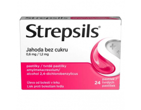 Strepsils Jahoda bez cukru 24 pastiliek
