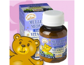 Mullerove medvedíky Vitamín C s príchuťou čiernej ríbezle 45tbl