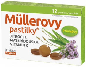 Mullerove pastilky so skorocelom, materinou dúškou a vitamínom C 12ks