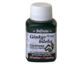 Ginkgo biloba 30 mg + guarana 30+7tbl zdarma
