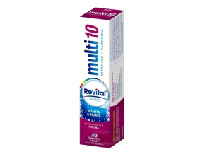 Revital multi 10 vitamínov + vláknina šumivý tbl eff s príchuťou malina 1x20 ks 