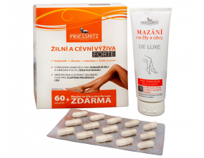 Priessnitz Žilná a cievna výživa Forte 60 kapsúl + Gél na žily a cievy DE LUXE 125 ml 1 set