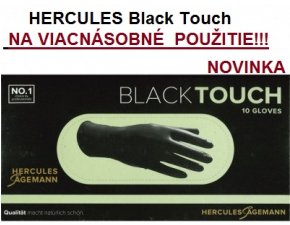 HERCULES Black Touch ochranné rukavice, 10ks latexové veľké "L" čierne, na viacnásobné použitie