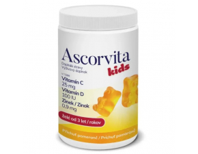 Ascorvita Kids Vitamín C + Vitamín D + Zinok s pomarančovou príchuťou 60 želé medvedíkov