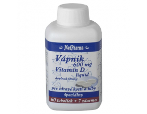 MedPharma Vápnik 600 mg Vitamín D liquid 67 kapsúl