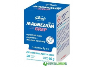 VITAR Magnézium 400mg + vitamíny B6 a C vrecúška s príchuťou grepu 20ks 
