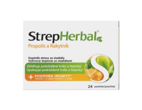 STREPHERBAL Propolis a rakytník pastilky s vitamínom C a zinkom 24 kusov