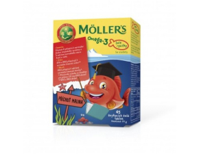 Mollers Omega 3 Želé rybičky 45 ks malinová príchuť