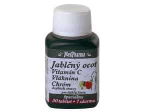 Jablčný ocot + vitamín C + vláknina + chróm 30+7tbl zdarma